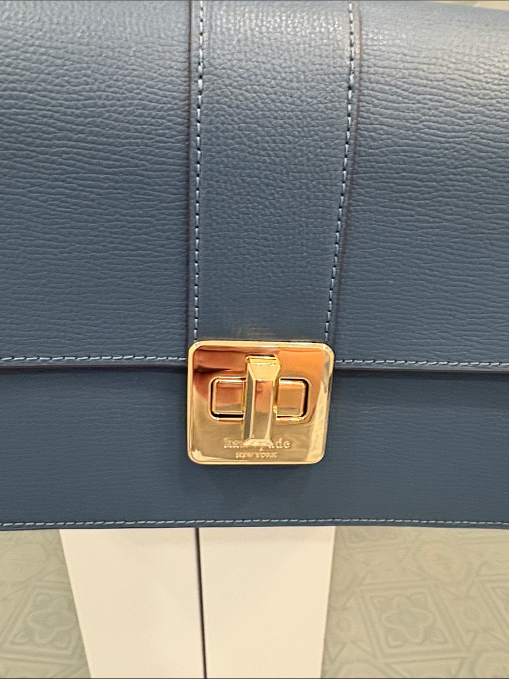 kate spade Blue Leather Satchel with Gold Turn-Lock - Picture 1 of 5